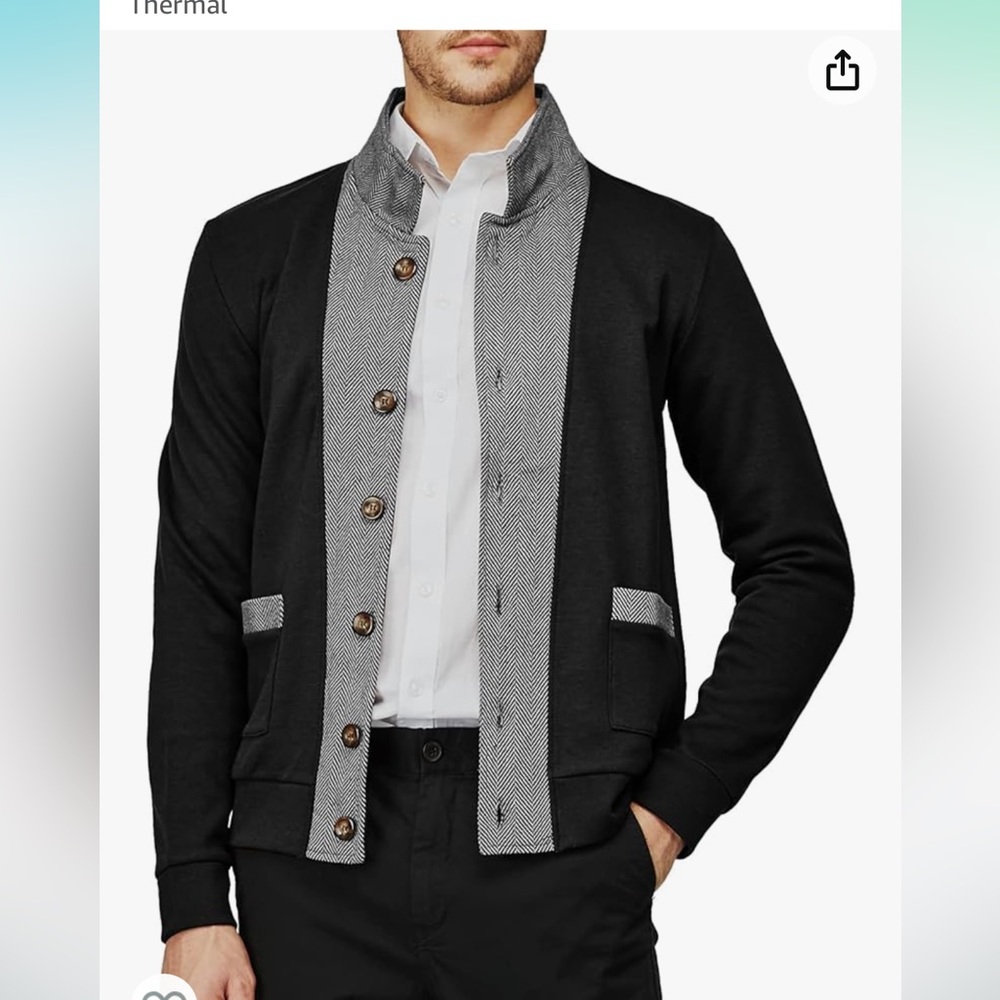 H2H men’s cardigan shirt shacket herringbone XL